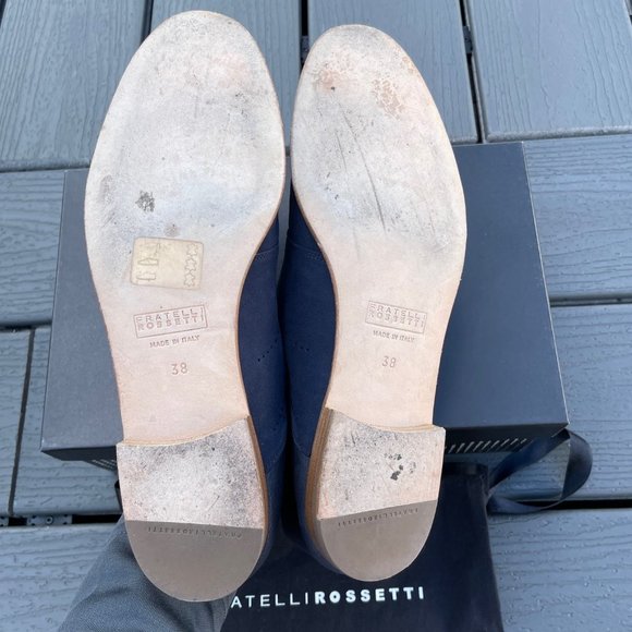 Fratelli Rossetti Navy Soft Suede + Leather Slip-On - Size 38 IT (8 US) Women's - Picture 5 of 6